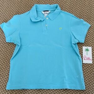 Lilly Pulitzer Aqua Blue Short-Sleeve Polo Size Medium M